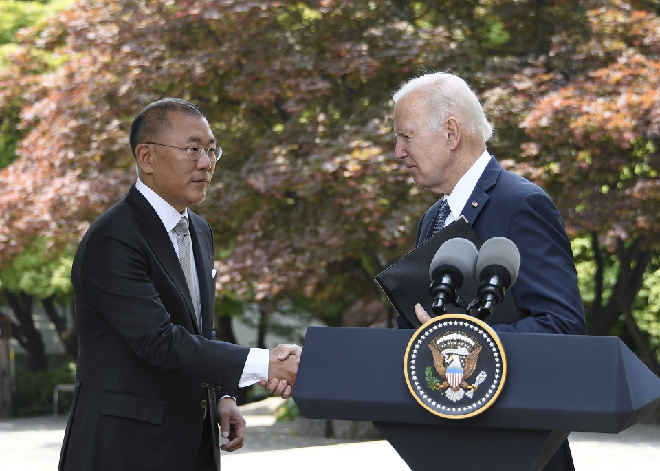 지난 5월 22일 조 바이든 미국 대통령과 만난 정의선 회장